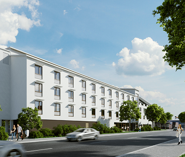 Fasaden av Hotell Pommern på Åland