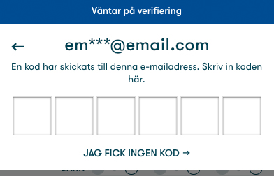 bild på att fylla i verfikationskod